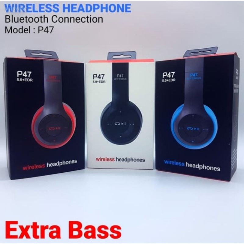 EARPHONE HEADPHONE WIRELESS P47 HEADSET BLUETOOTH