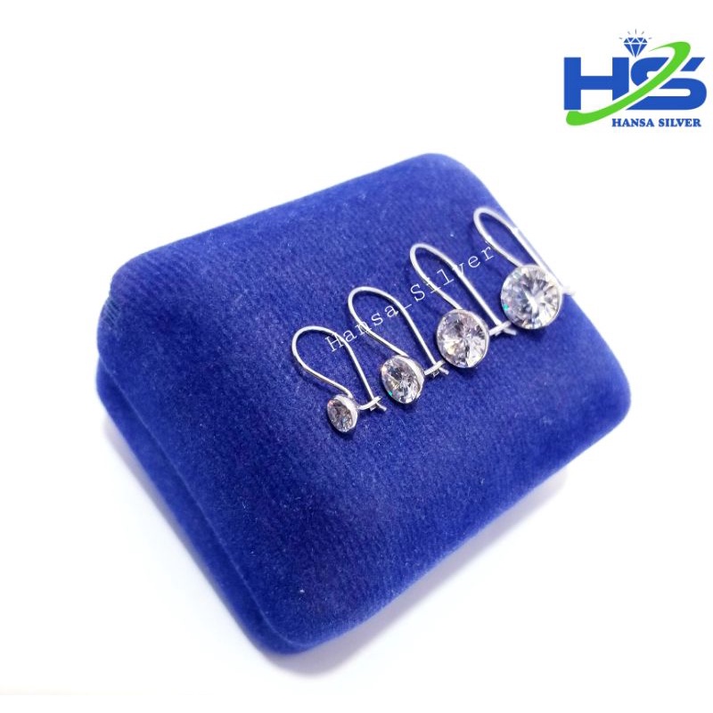 Anting Perak Asli Silver 925 Lapis Emas Putih Model Desi Mata Burung 0,5Gram 1Gram 1,5Gram 2Gram - Anting Wanita Anti Karat