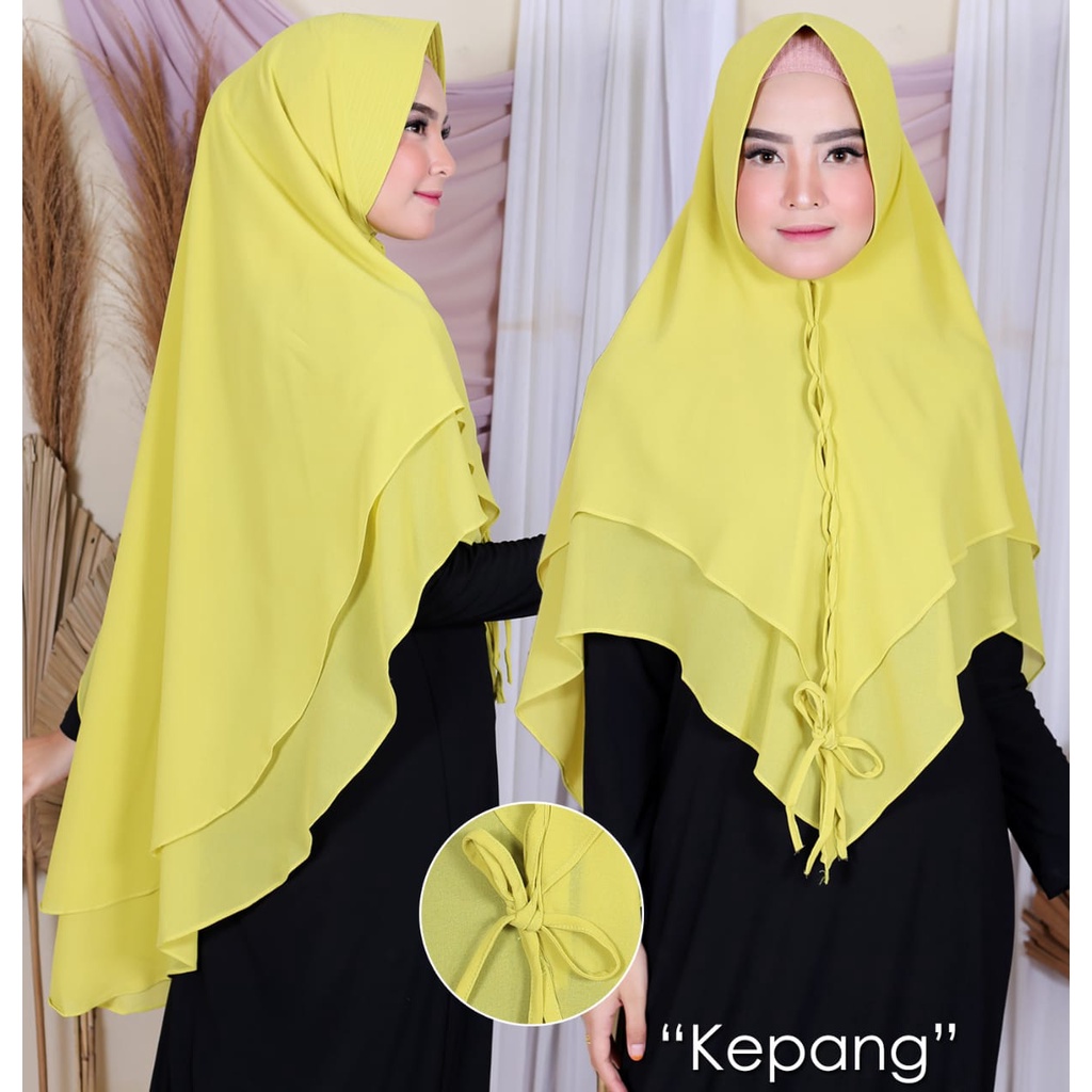 Khimar Ceruty tali kepang / Hijab 2 Layer / Jilbab Pet Antem / kerudung instan / hijab terbaru