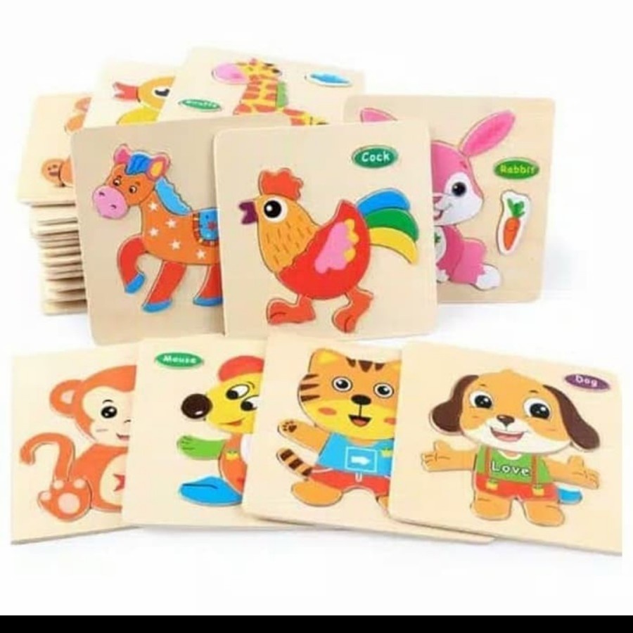 puzzle 3d kayu diy mainan edukasi anak hobi animal toy petak asah otak