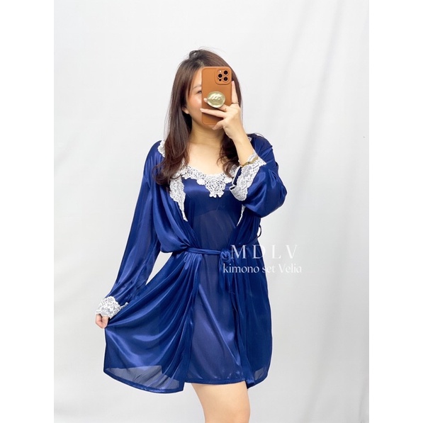 MDLV ~ Kimono Set Velia Daster Outer Sleep wear Satin