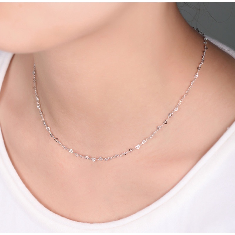 Barang spot】100% kalung perak murni rantai perak Cinta rantai Korea fashion Perhiasan Hadiah 3.0mm Rantai Standar Kalung