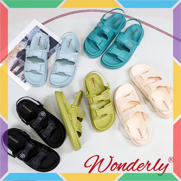 2000-1 Sandal Selop Karet Wanita Ban 2 Wonderly Sendal Slop Cewek Strap 2in1 Import Tawana