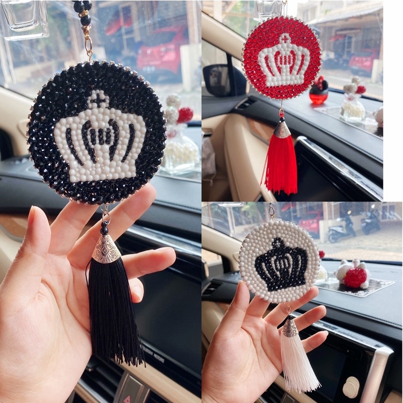 gantungan spion mobil DAD mahkota DAD Gantungan spion mobil &quot;CROWN / MAHKOTA&quot; (bolak balik)  gantungan SPION MAHKOTA // mobil DAD import diamond blink permata