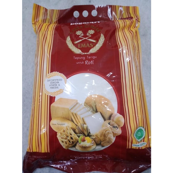 

Tepung Cakra Kembar Emas Roti 5 KG