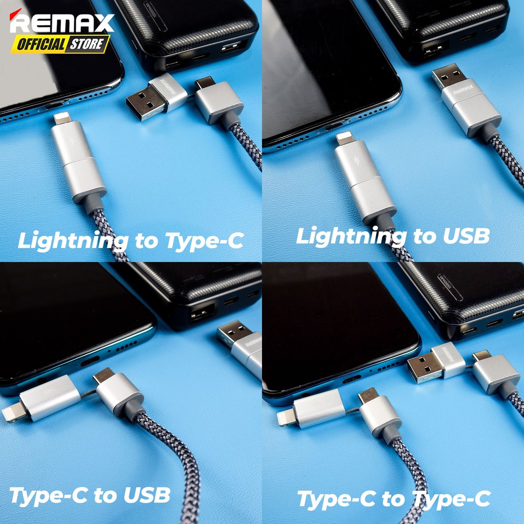 Remax Aurora Series  4in1 Data Cable iPhone + Type-C  RC-020T Original Garansi Kabel Data Murah