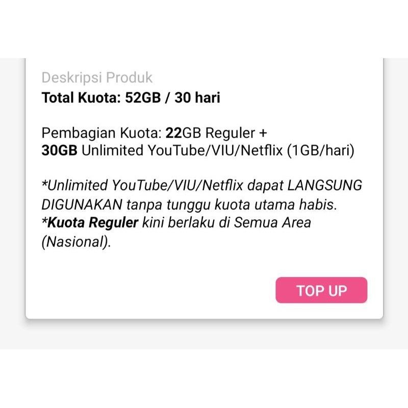 Kuota tri 52gb / Isi ulang Tri 52GB / Injek 3