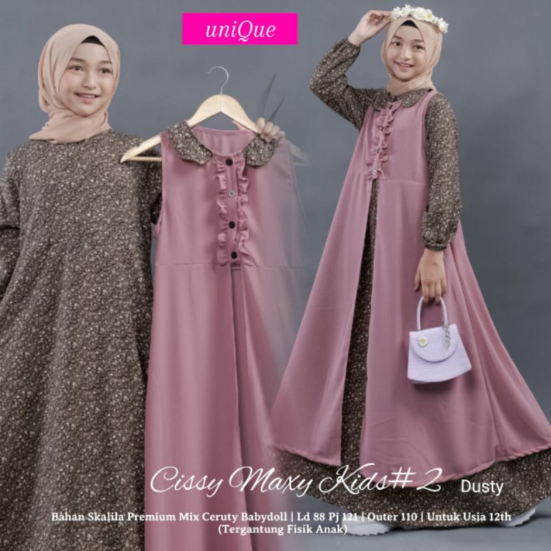 Maia & Cissy set maxy dress kids by Unique setelan anak setelan kids bahan Shakila outer Ceruty orig