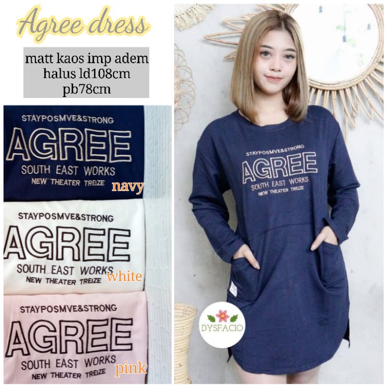 Agree tunik kaos wanita lengan panjang import kekinian