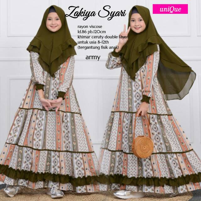 Zakiya syari ori Unique || Gamis anak || Syari anak