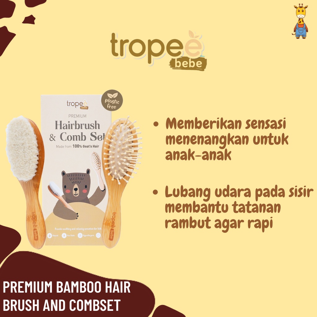 Tropee Bebe - Premium Bamboo Hairbrush and Comb Set - COMB SET