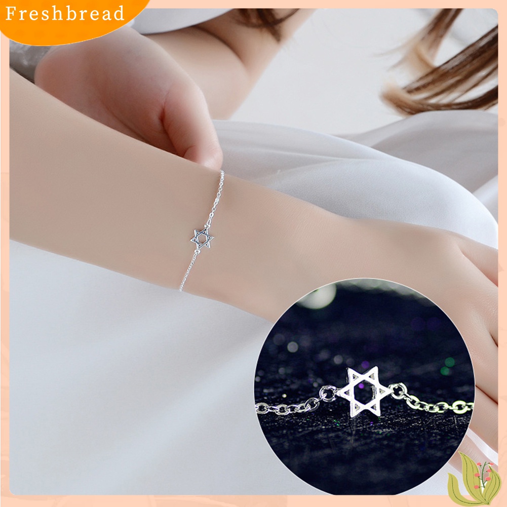Terlaris Fashion Women Brushed Hollow Hexagram Bracelet Lucky Wishing Star Jewelry Gift