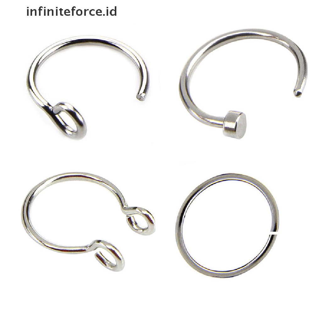 Infiniteforce.id 12pcs / Set Cincin Tindik Hidung / Tubuh Bahan Surgical Steel Hias Kristal