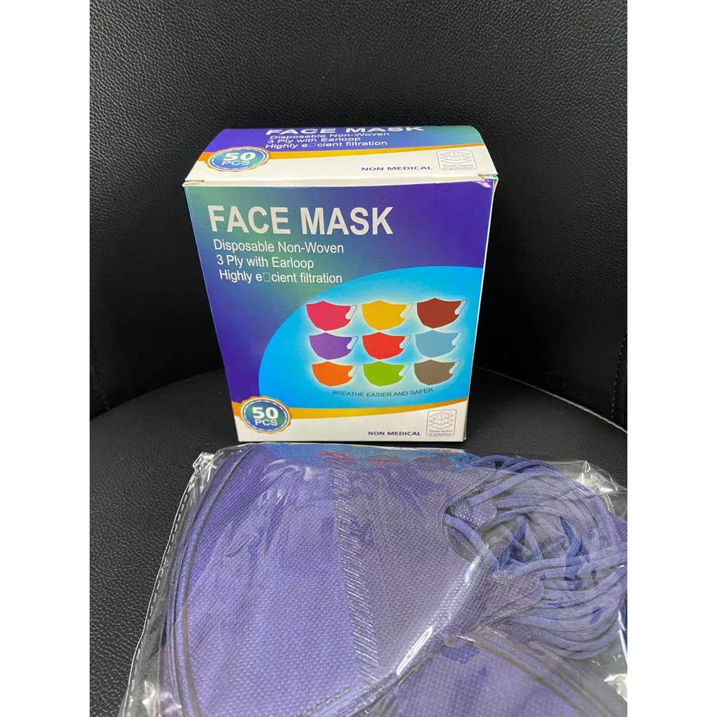 Masker duckbill warna warni 50 pcs 3 Ply Masker Duck bill Rainbow-DB 1BOX 50 NAVYBLUE