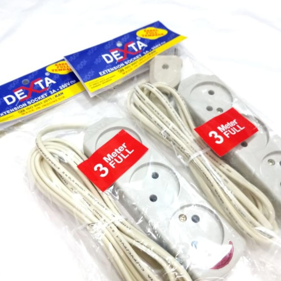 Dexta Stop Kontak Gepeng + Kabel Olor 3m 3 Meter Terminal 2 3 4 5 Lubang