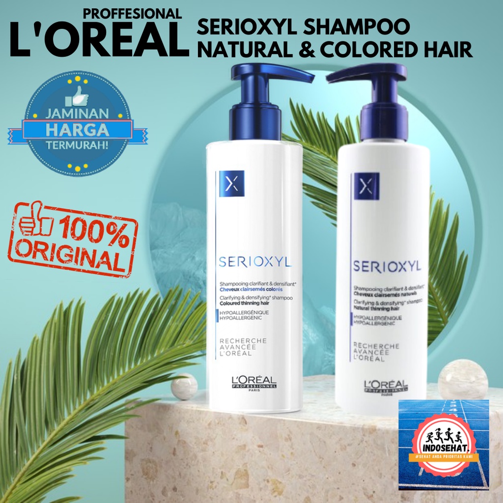 LOREAL Serioxyl Advanced Purifier &amp; Bodifier Hair Shampoo - Shampo Penumbuh Perawatan Rambut Berwarna Rontok Tipis 300 ml