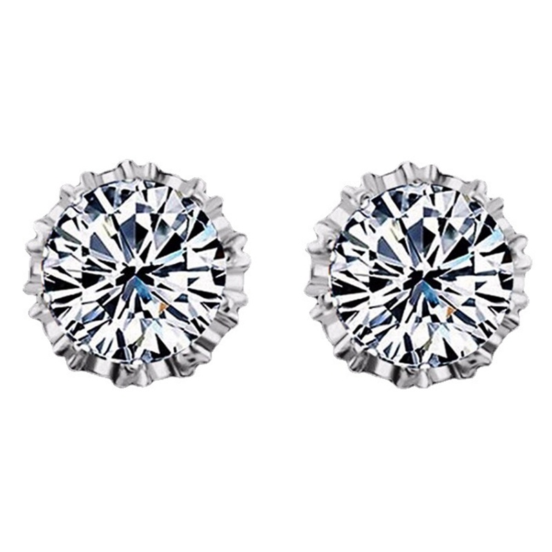 Anting Tusuk Sterling Silver 925 Desain Mahkota Hias Zircon Berlian Imitasi Gaya Korea Untuk Unisex