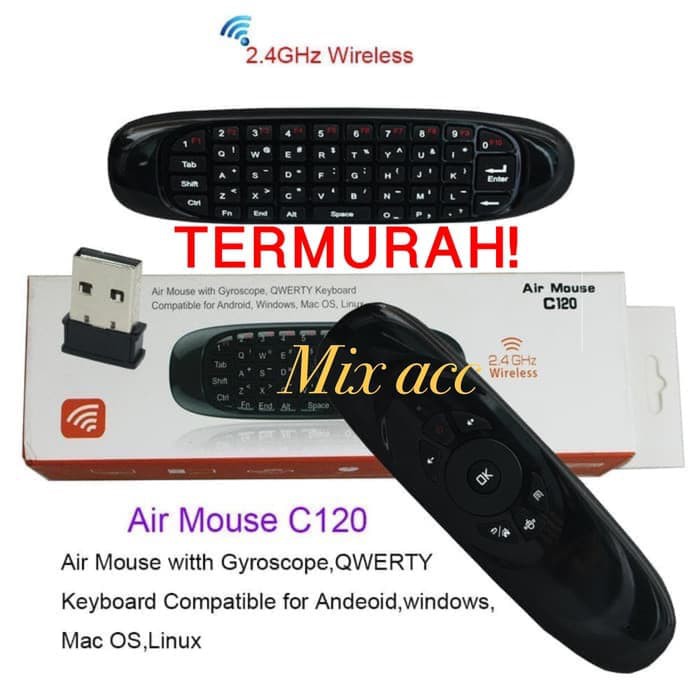 Mini C120 2.4G Wireless 6-Axis Gyroscope Air Mouse Remote Keyboard TV