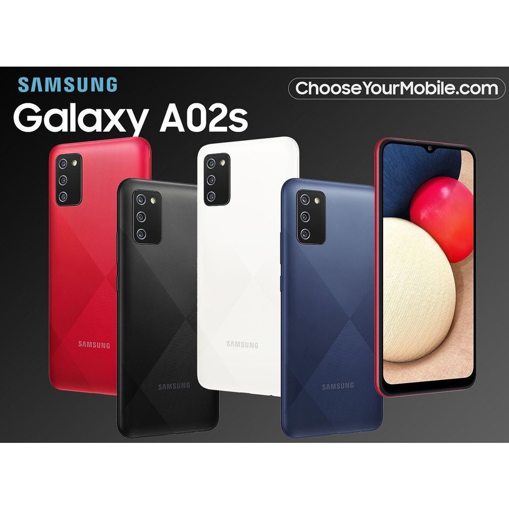 (TERBARU) Smartphone Samsung Galaxy A02s - HP Samsung Terbaru - Baru Original 100% - Full Set - Memori Internal 32GB 3GB RAM - Ukuran Tampilan 6,5 inci, 102,0 cm 2 (~81,8% rasio layar-ke-tubuh) - Bergaransi Resmi Distributor Lokal - Bisa COD