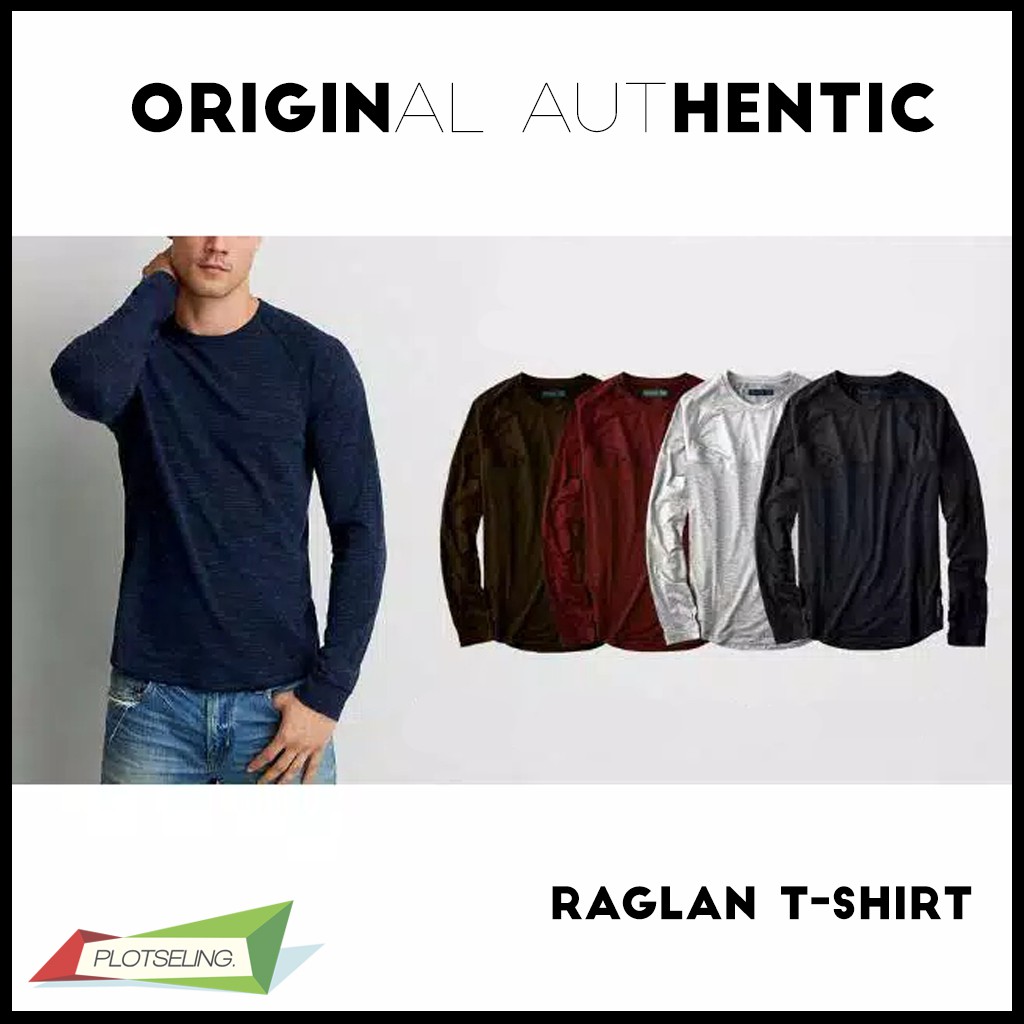 Kaos Polos RAGLAN Pria Lengan Panjang IMPORT COTTON PREMIUM QUALITY - RAGLAN ORIGINAL