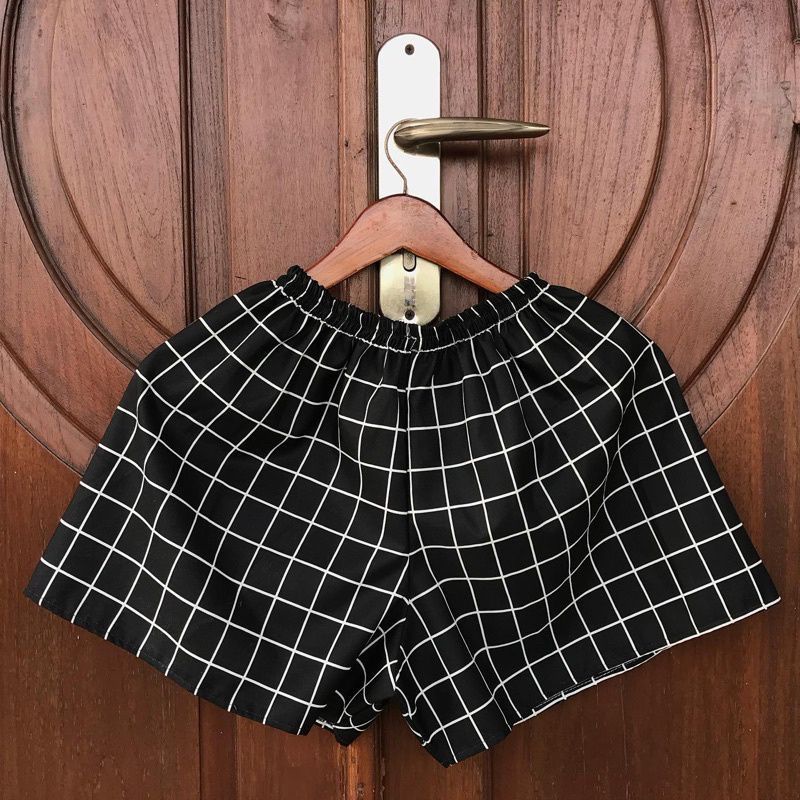 CELANA PENDEK TARTAN WANITA PRIA UNISEX MODEL BOXER KOTAK MOTIF SORT PANTS TERMURAH