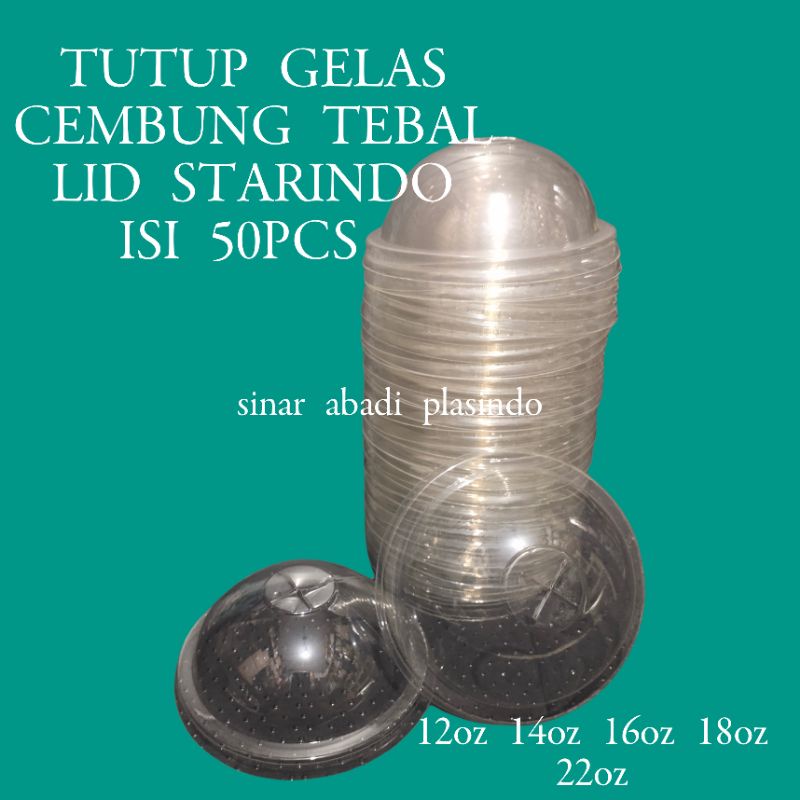 LID CUP cembung polos merk STARINDO, isi 50pcs bahan tebal