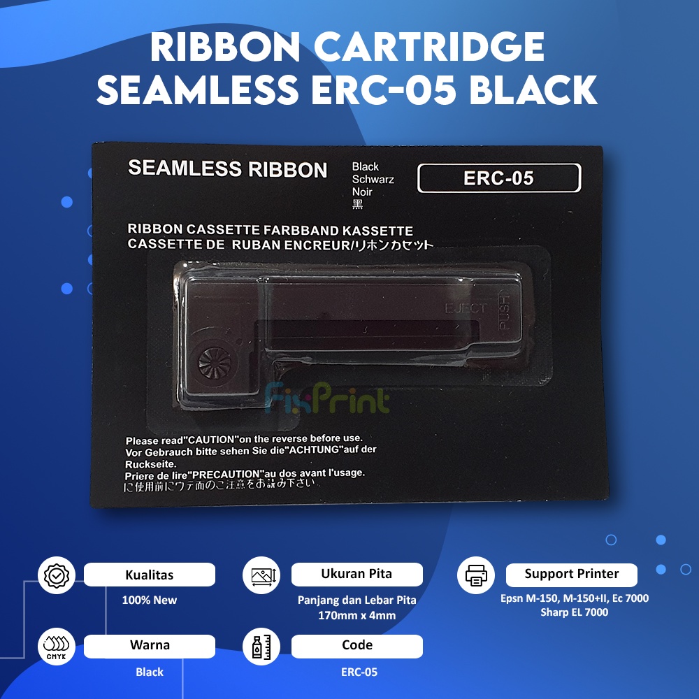 Cassette Pita ERC05B Printer Epsn M-150 M-150+II EC 7000, Compatible Ribbon ERC-05 Seamless Black New Compatible