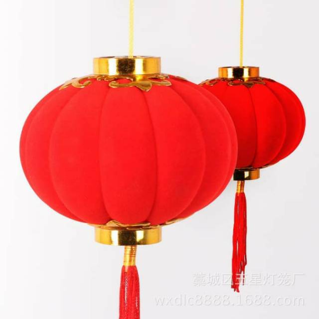 Lampion Bludru Merah 12 cm isi 6 Lampion Besar Gantungan Imlek Murah