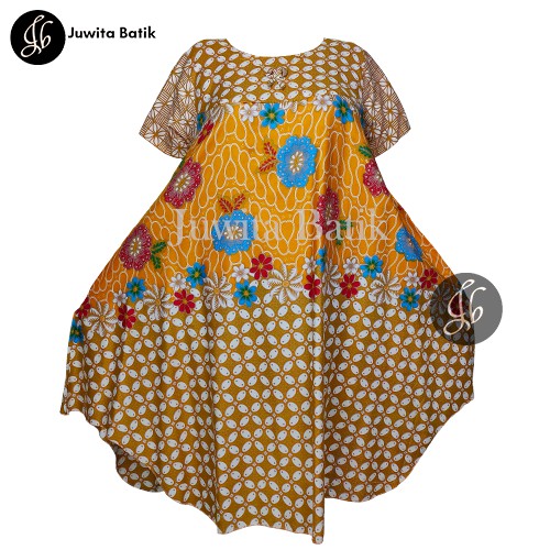 Juwita Batik - Daster Susi Wanita Lengan Motif Batik Laura Seri Warna Bahan Adem Tebal dan Halus