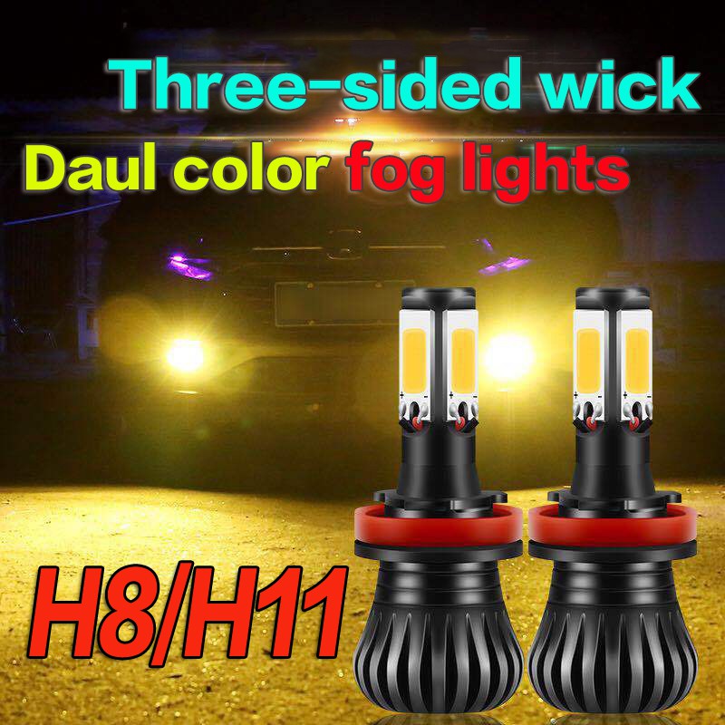 2PCS【In stock】H8/H11 Car LED Fog lamp 360°shine Dual Colors Car headlights Fog lights