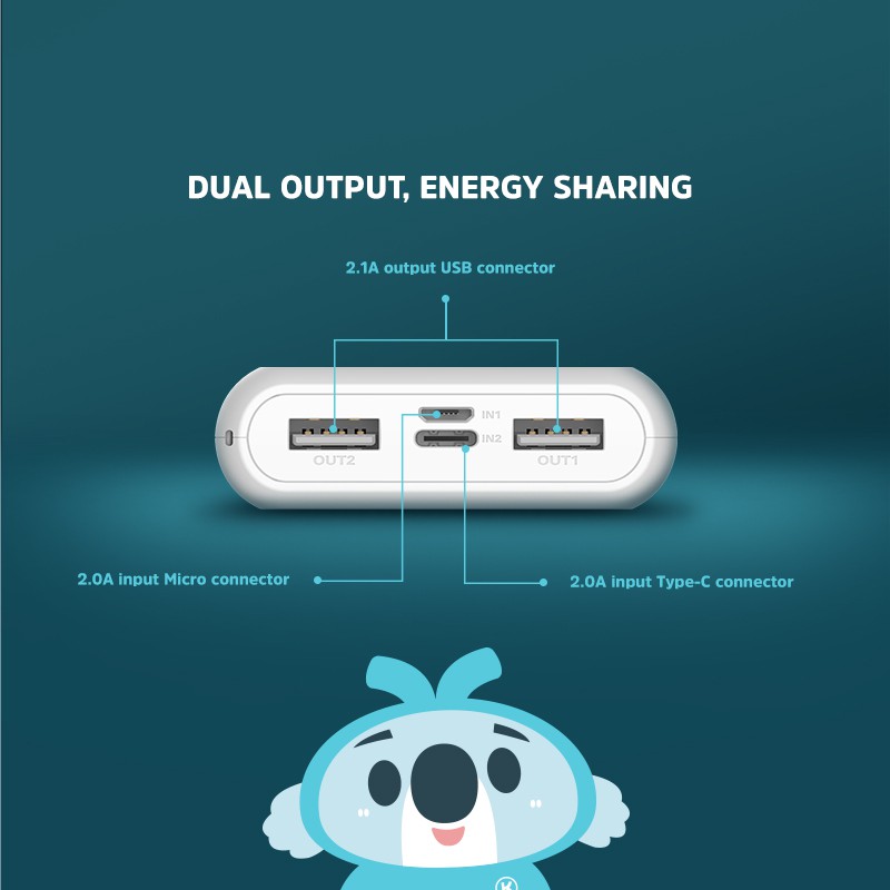 KIVEE PowerBank 10000mah fast charging USBx2 power Bank Xiaomi Oppo Vivo Samsung