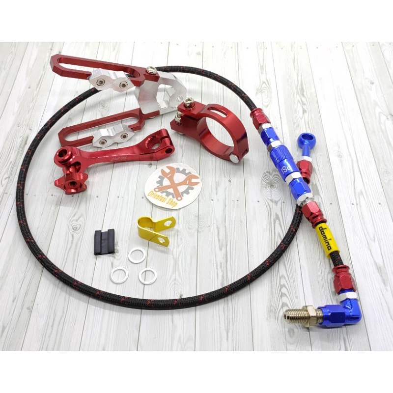 Selang rem depan serat PSI 95 CM+kleman selang+paha rem universal motor matic dan bebek
