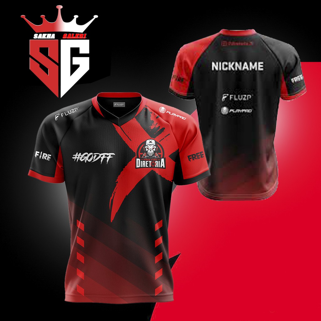 Jersey Baju Free Fire Kaos FF Kaos Game Free Fire Free NiICKNAME MURAH MERIAH
