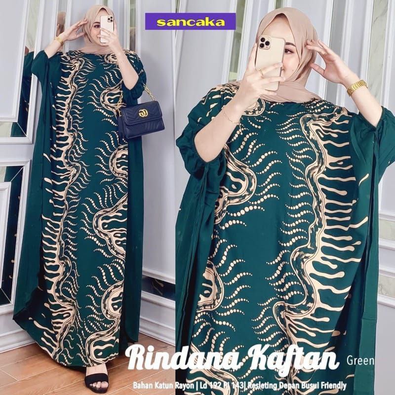 Rindana Kaftan Modern Gamis Lowo Batwing Simple Busui Lengan Panjang / Kaftan wanita