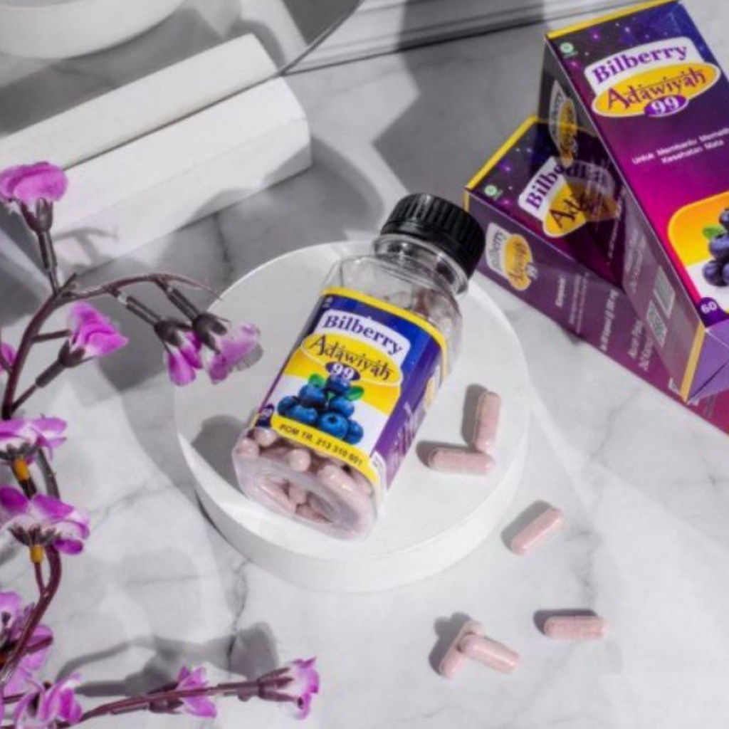 [ Agen Resmi ] Kapsul Bilberry Adawiyah 99 Obat Herbal Suplemen Mata Minus Katarak Silinder | Kapsul Bilbery Bilberi adwiyah Obat Sakit Mata Original BPOM