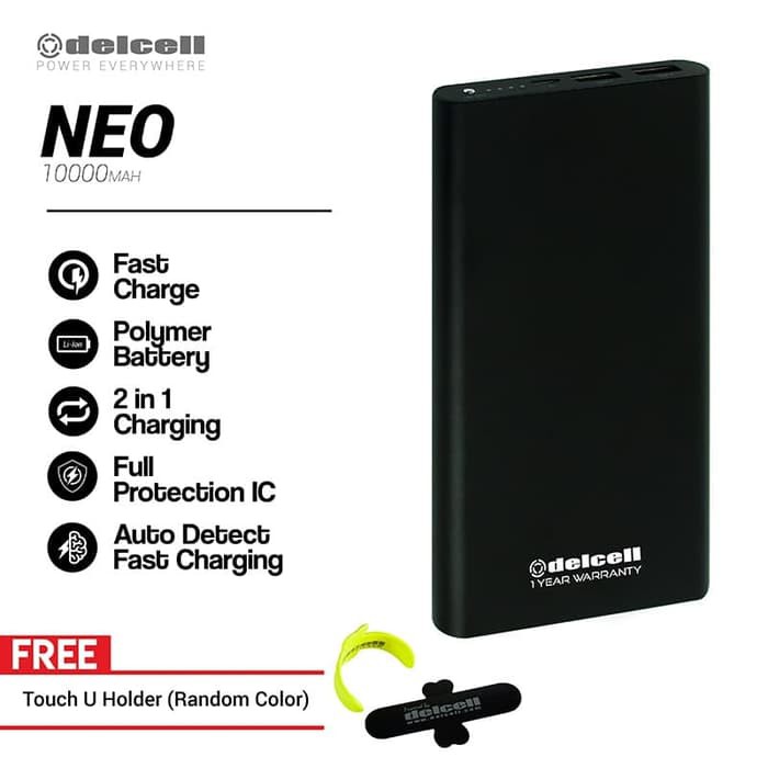 Delcell Power Bank Neo Real Capacity 10000mAh Free iRing Random Color pb