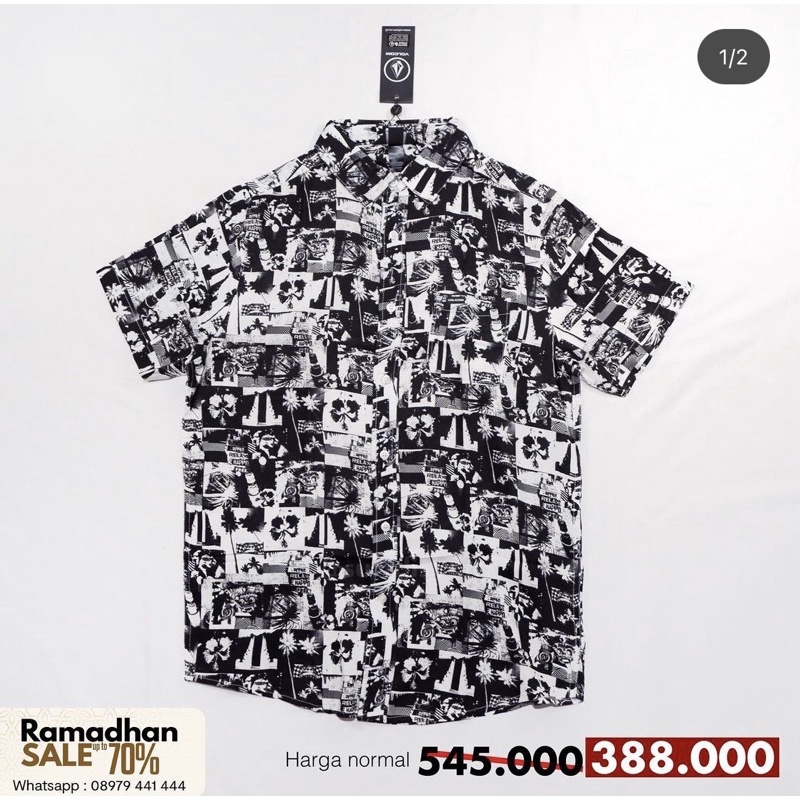 Kemeja Volcom MSH Stencil RL WHT Original Planet Surf