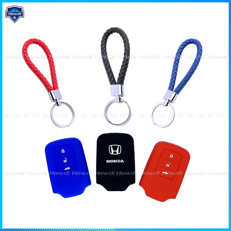 Cover Kunci Bahan Silikon Dengan Gantungan Kulit Untuk Honda HRV Jazz CRV BRV City Accord