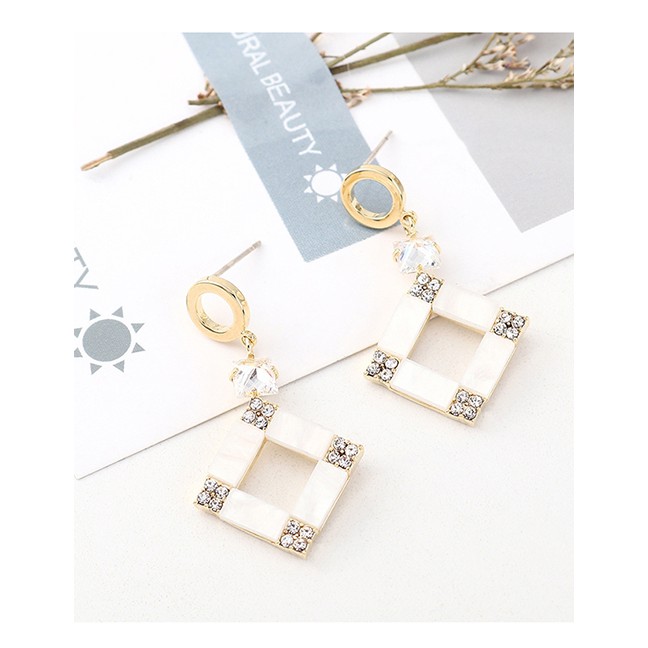 LRC Anting Tusuk Fashion Gold Plated Gold Small Square S925 Silver Needle Earrings Y62994