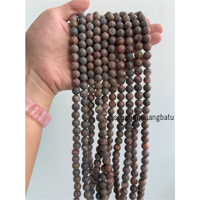 bahan ryolite jasper kokah coklat 10mm renceng batu akik gelang kalung