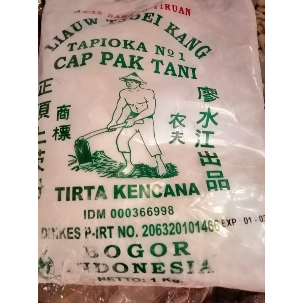 

Sagu Tani Asli merk Cap Pak Tani 1kg Liauw Tjoei Kang / Tepung Tapioka no 1 - Tirta Kencana 1 kg
