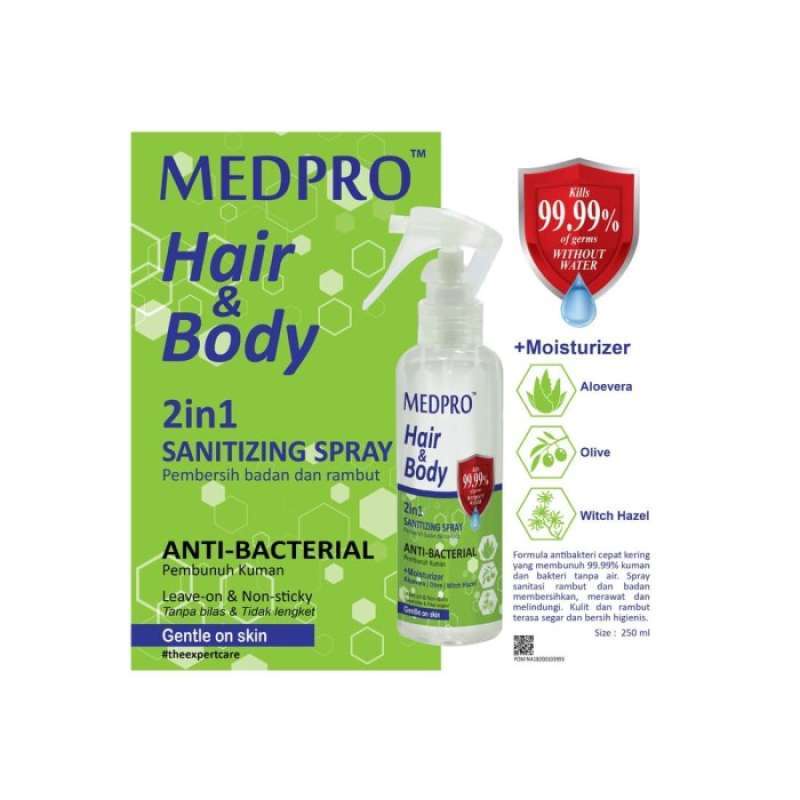 Medpro Hair and Body sanitizing spray 250ml - Disinfektan Tubuh dan Rambut 2in1