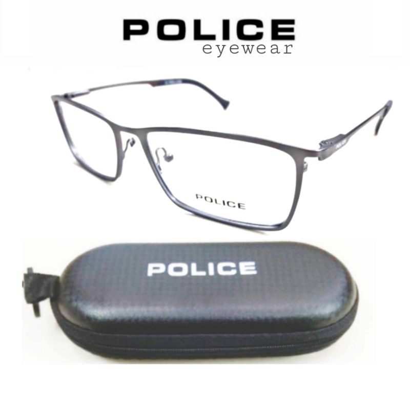 Kacamata Frame Minus Pria Titanium Police C02 S55 Smoke Gun - Model Simple Dan Elegan