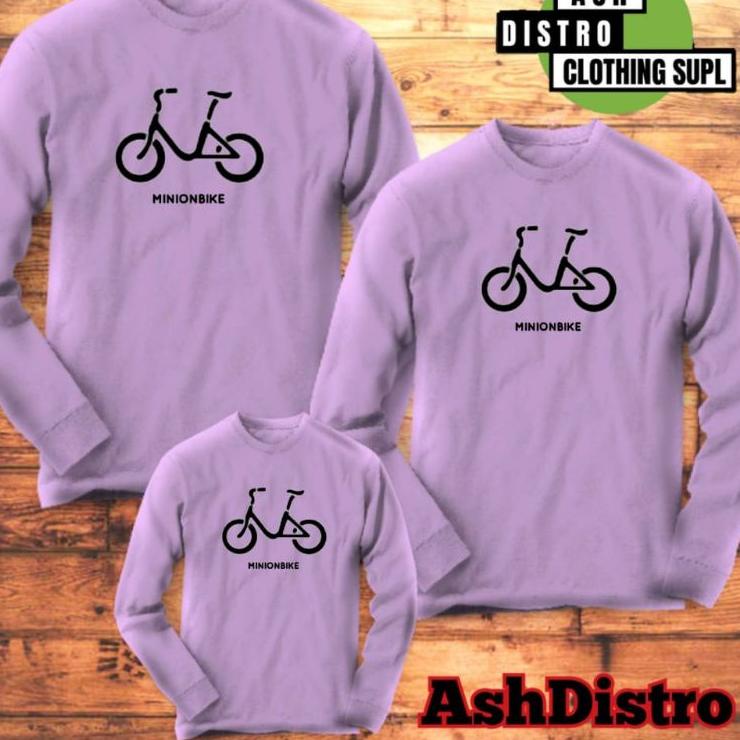 [KODE PRODUK AFZS93554] Kaos lengan panjang couple keluarga sepeda minion bike / baju kapel ayah ibu