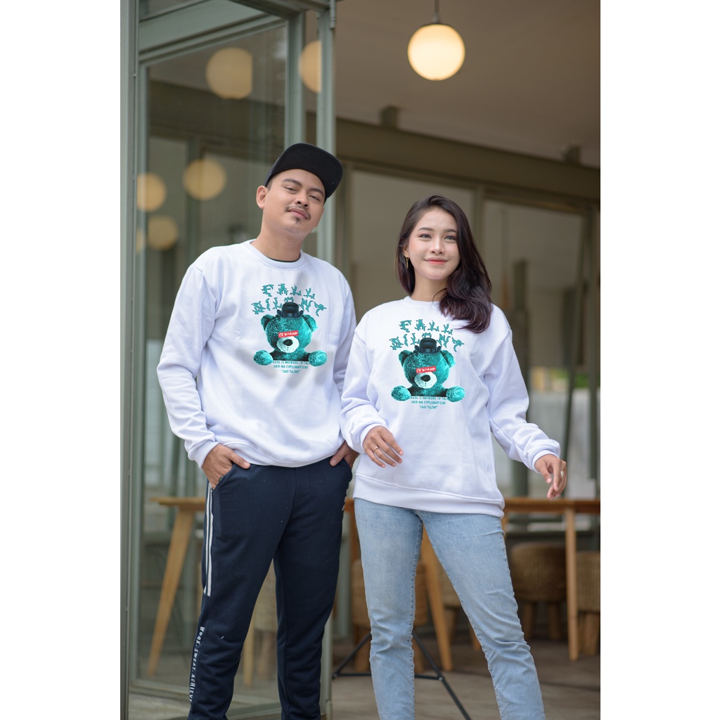 jaket sweater crewneck couple fall silent simple hitam all size M-XXL cowok cewek ori oversize bahan