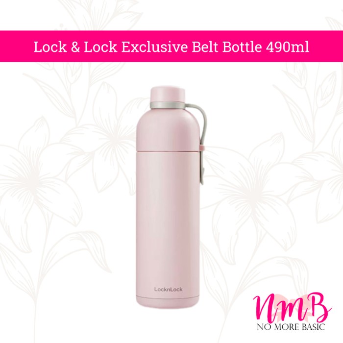 TERLARIS || Lock & Lock Exclusive Belt Bottle 490ml Tumbler Lock n Lock Termos - Pink KODE 123