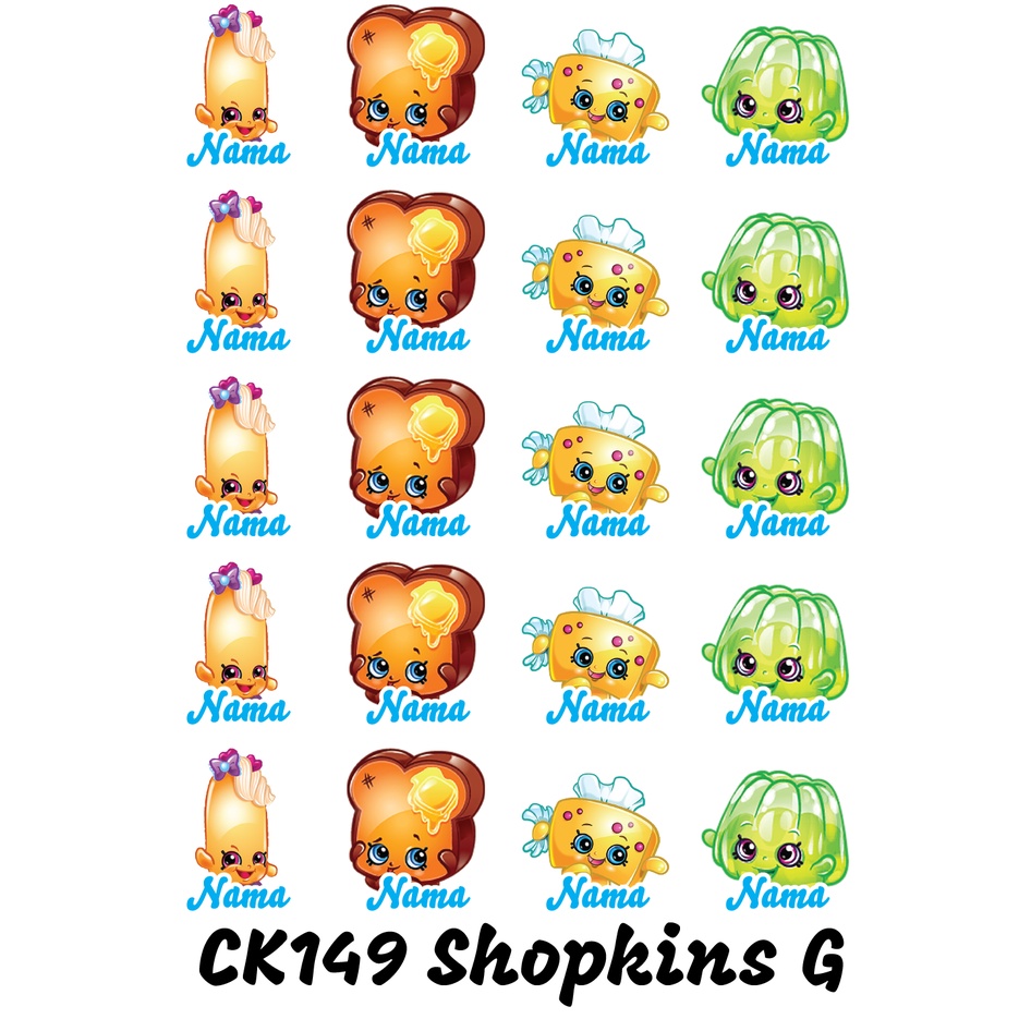 

Sticker Nama Cutting Label Waterproof Tahan Air Shopkins G (CK149)