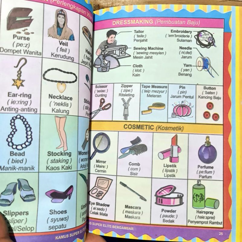 Full Colour Buku Kamus Super Elite Bergambar Inggris - Indonesia Grammar and Conversation