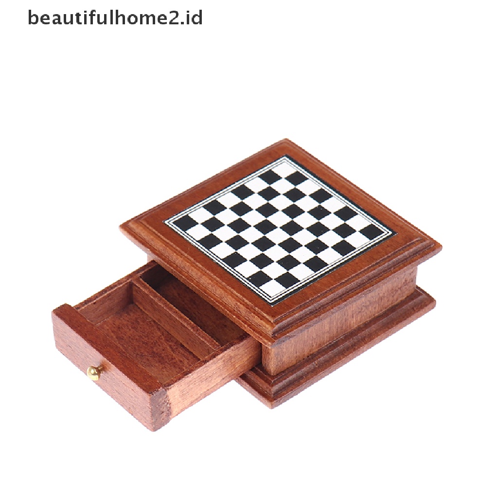 (Beautifulhome2.Id) Mainan Miniatur Papan Catur Skala 1: 12 Untuk Aksesoris Rumah Boneka