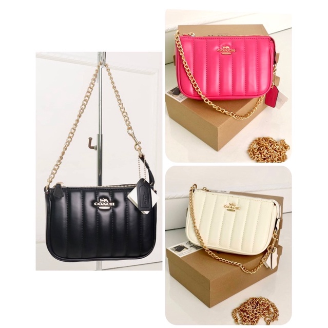 TAS WANITA CLUTCH PESTA COACH FREE BOX RANTAI CH072 CHAIN SHOULDER BAG PREMIUM IMPORT